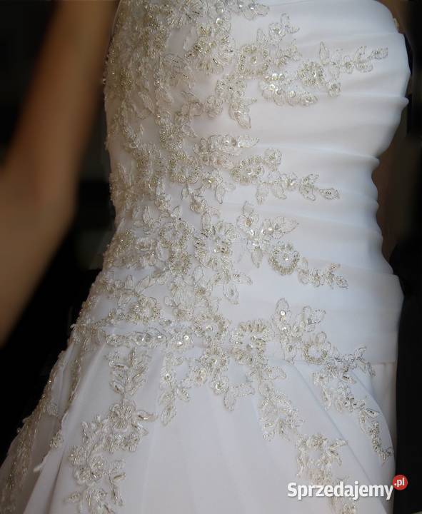 Piękna biała Suknia ślubna z trenem r3436 małopolskie Kraków