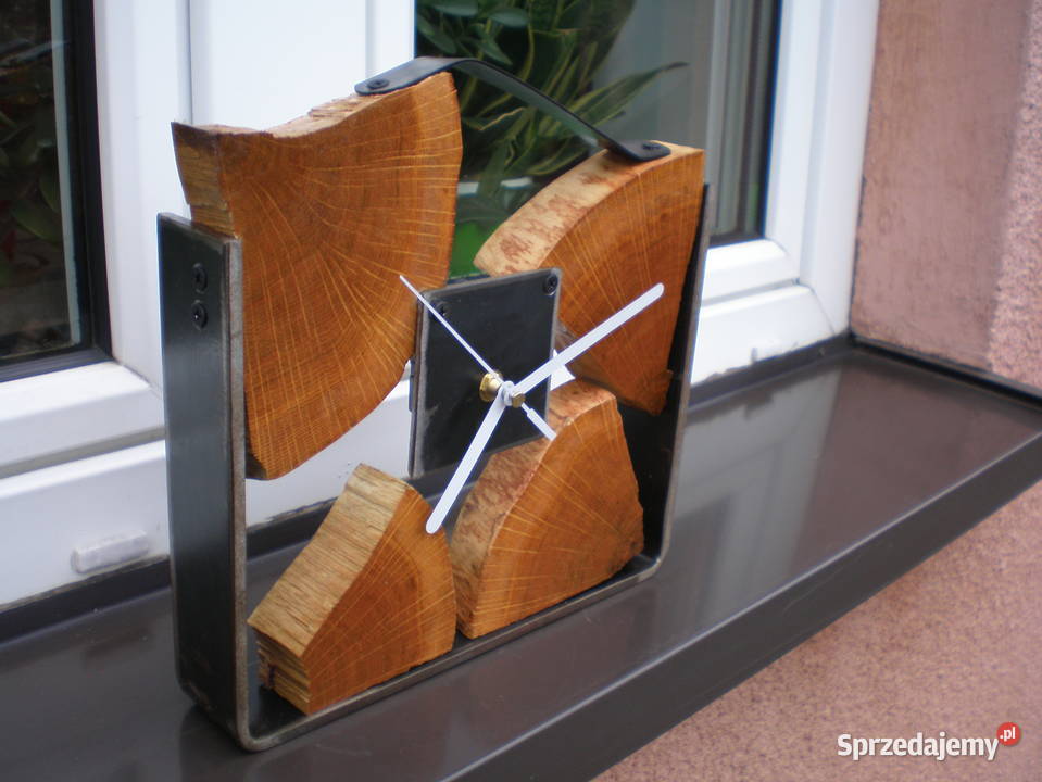 loftowy zegar metaldrewno stołowy Siedlce sprzedam