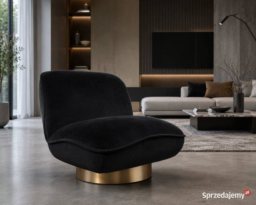 Fotel glamour czarny welurowy Monte Black Velvet Golkowice