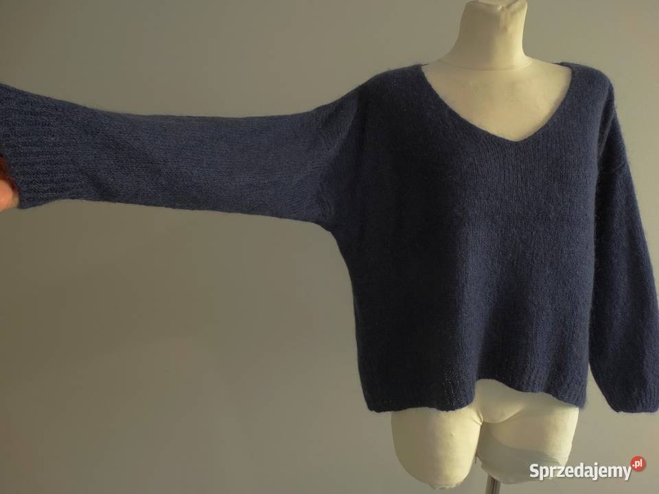 Sweter Moherowy Wełniany Kobaltowy Włoski Carla podlaskie Łomża