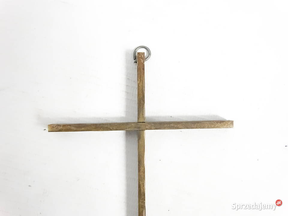Mosiężny krzyż ścienny wiszący minimalistyczny