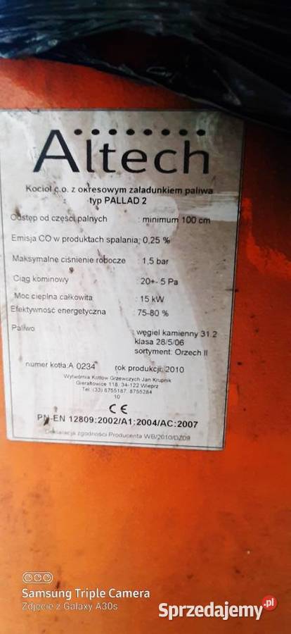 Piec CO Altech 15 Kw Sprawny małopolskie