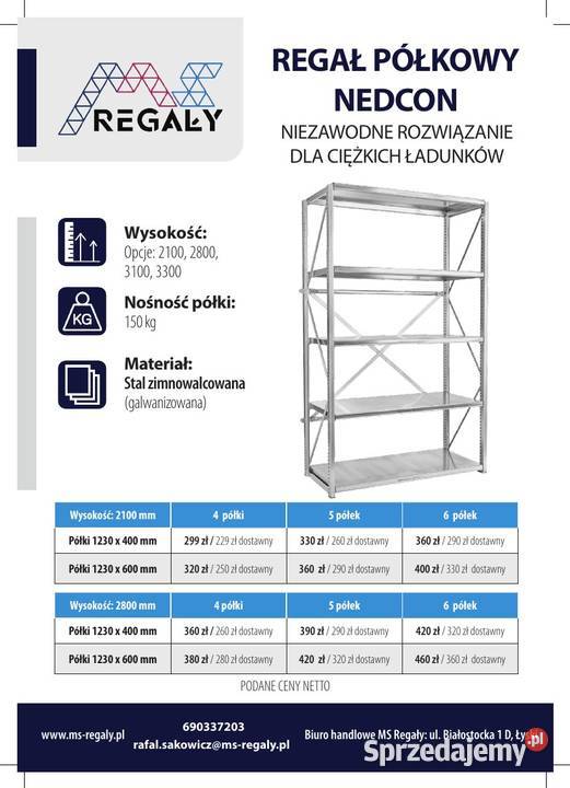 Sprzedam regały magazynowe półkowe metalowe Regały Białystok
