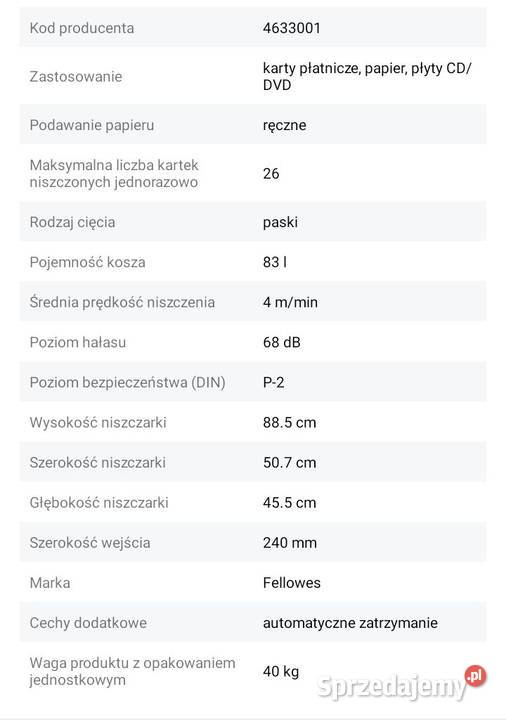 Niszczarka Fellowes powershred 325i Warszawa
