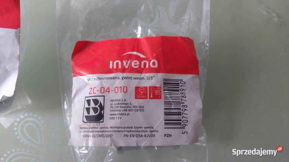 Nypel Mufa gwint 38 chrom Invena NOWE Hydraulika i armatura Oświęcim