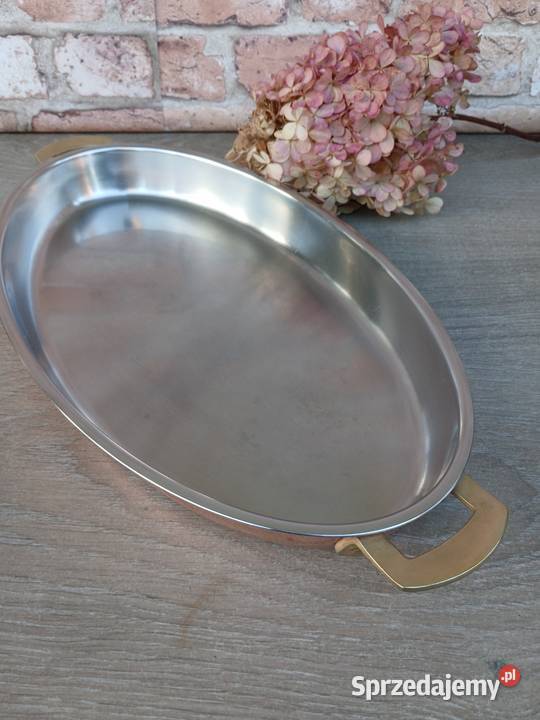 Duża miedziana patelnia do serwowania grube dno Warszawa