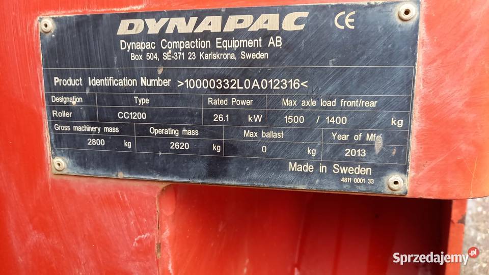 Dynapac CC1200 walec drogowy 3 tony 2013r Nowy Sącz