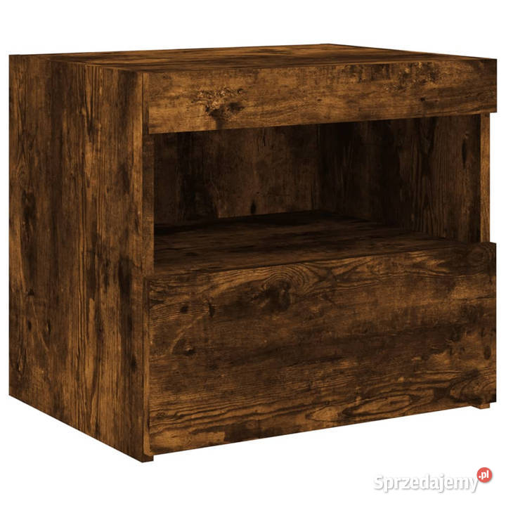 Szafki nocne z LED 2 przydymiony dąb 50x40x45 Nocne