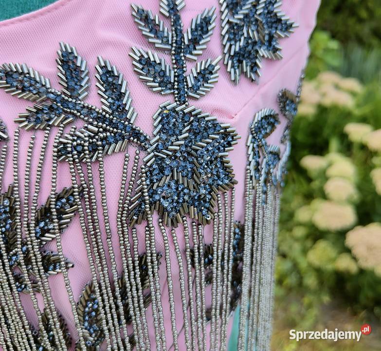 Różowy crop top bluzka L 40 XL 42 róż cekiny różowy Szczecin