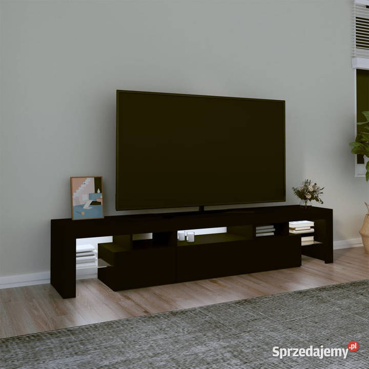 Szafka pod TV z oświetleniem LED czarna Warszawa