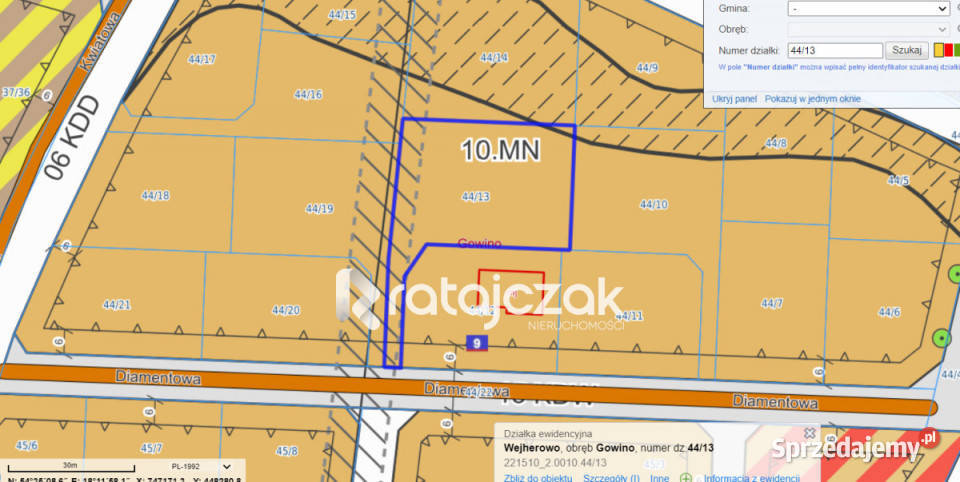 Działka Gowino Diamentowa 1411m2 pomorskie