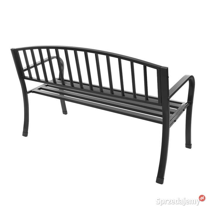Metalowa ławka ogrodowa z oparciem parkowa taras