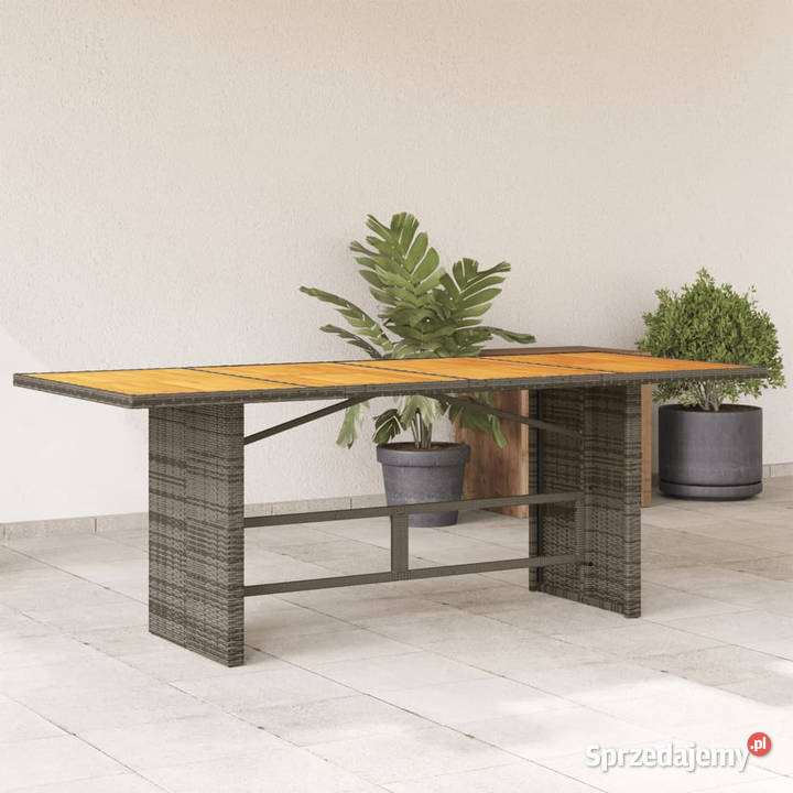 Stół ogrodowy z akacjowym blatem szary 190x80x75 Warszawa