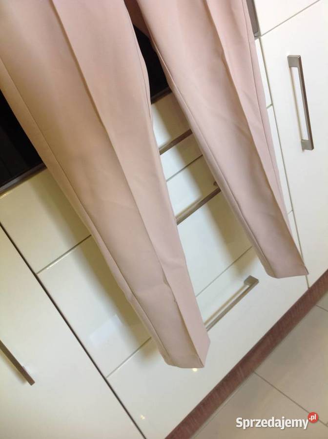 Spodnie Beżowe Cygaretki Damskie r S NOWE złoty Nowa Sól