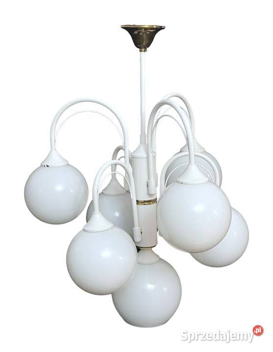 Lampa wisząca 7 szklanych kloszy biały Kraków