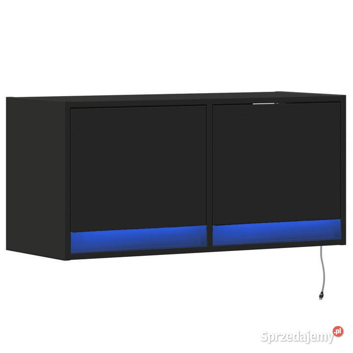 Ścienna szafka TV z LED czarna 80x31x35 WM852356 Warszawa