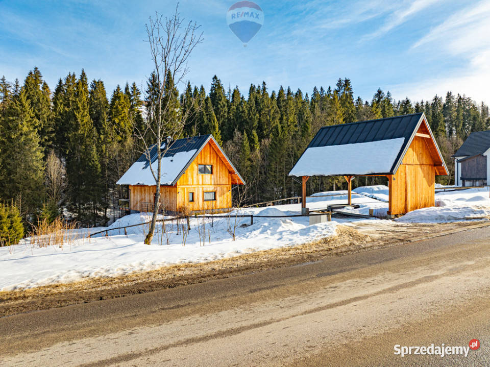 Dom jednorodziny z wiatą w otoczeniu lasu i wolnostojący Leśnica