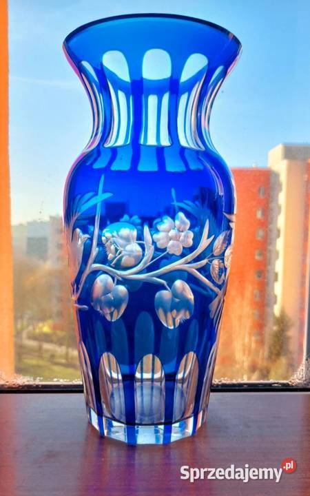 Piękny duży wazon kryształowy PRL Wrocław