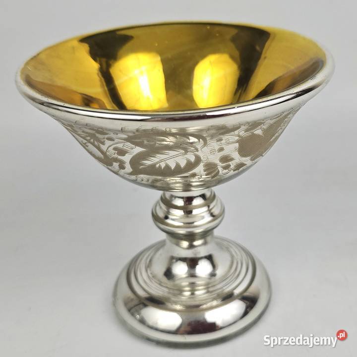 Puchar czarka szkło rtęciowe bauren silber Śląsk Bronisze