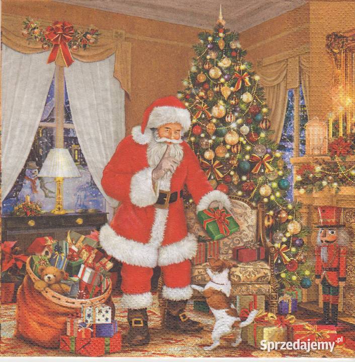 Dekupaż serwetki Mikołaj Boże Narodzenia Choinka sprzedam