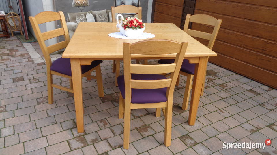 stół dębowy i 4 dębowe krzesła Mielnica Duża