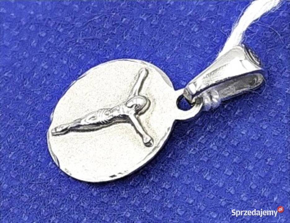 Krzyżyk srebrny Pan Jezus zawieszka satynowany Poznań