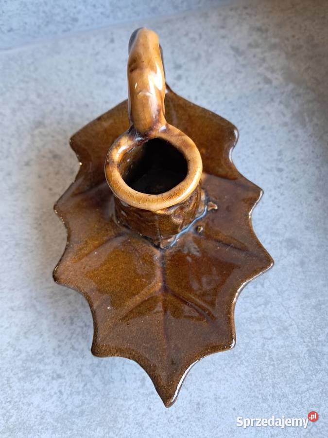 świecznik z prlu w kształcie liścia stan dł 14 Sandomierz