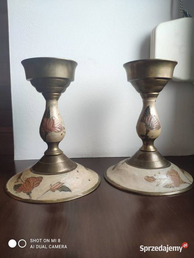 Wyjątkowa para zabytkowych mosiężnych Kraków sprzedam
