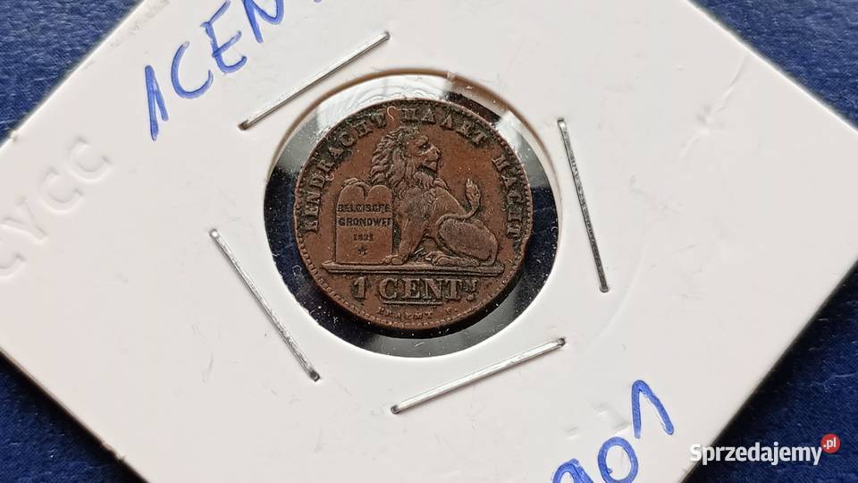 Stare monety 1 centym 1901 Belgia Lesko