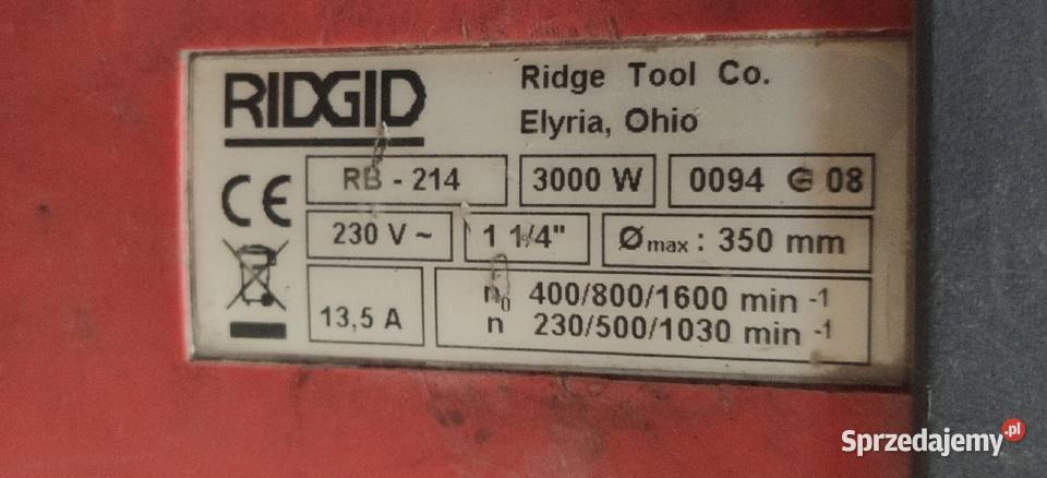 Wiertnica Ridgid RB-214 230V 3000W + stojak / zestaw Pszczyna ...
