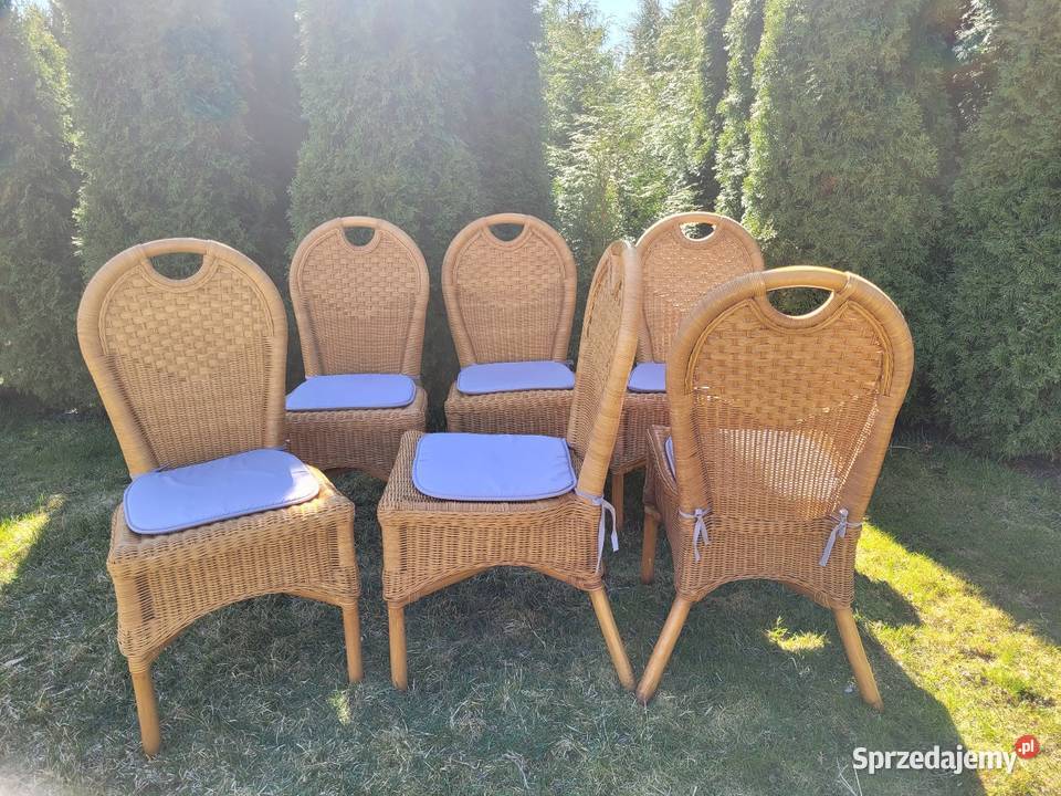 Komplet 6 foteli z ratanu z poduchą sprzedam