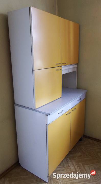 Kredens kuchenny z nadstawką żółty do renowacji