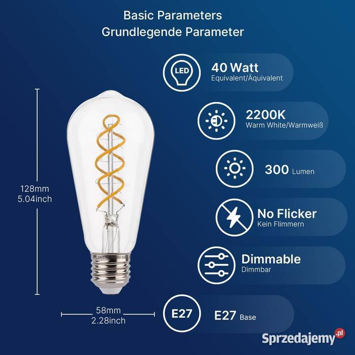 Żarówka FLSNT ST58 E27 400lm Dzietrzkowice