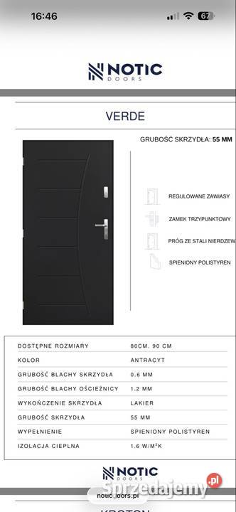 Drzwi zewnętrze metalowe ocieplane 90 pełne świętokrzyskie Staszów