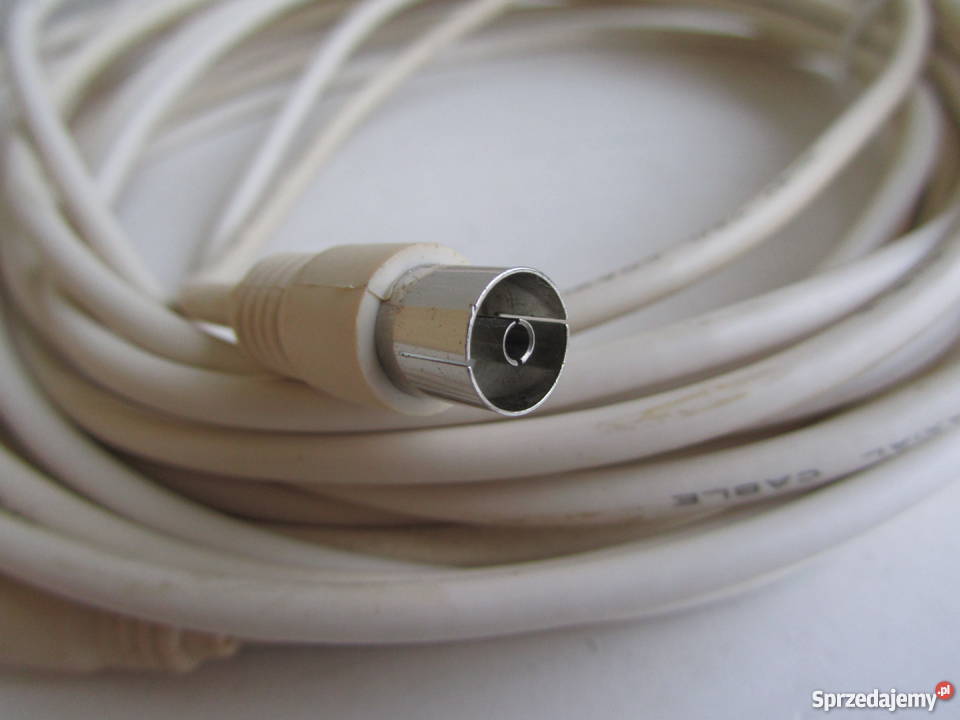 Kabel przewód biały antenowy 10m TV MęskiŻeński Olecko