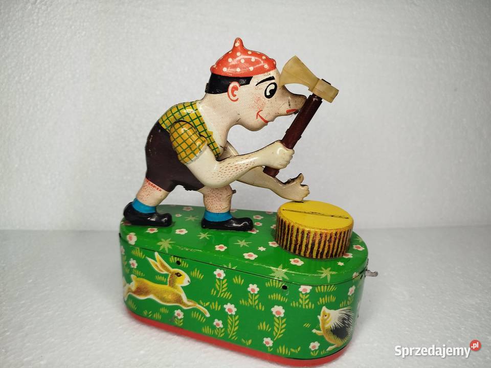 Metalowa Skarbonka z czasów PRLu Drwal Zgierz