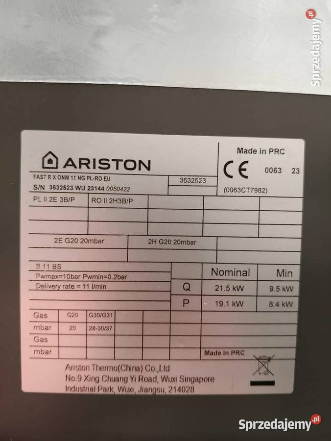 Gazowy podgrzewacz wody Ariston FAST R X ONM 11 wielkopolskie Poznań