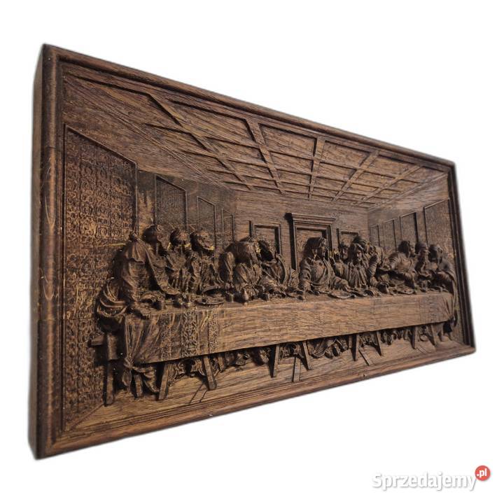 Płaskorzeźba w dębie Ostatnia Wieczerza Prezent Malechowo