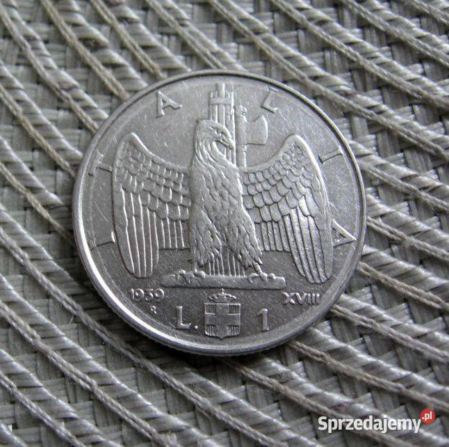 Włochy 1 Lir 1939r Magnetyczna Kalisz sprzedam