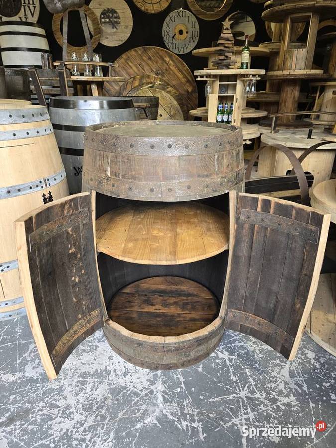 Barek w stylu loftowym z dębowej beczki winie 90cm Tczew
