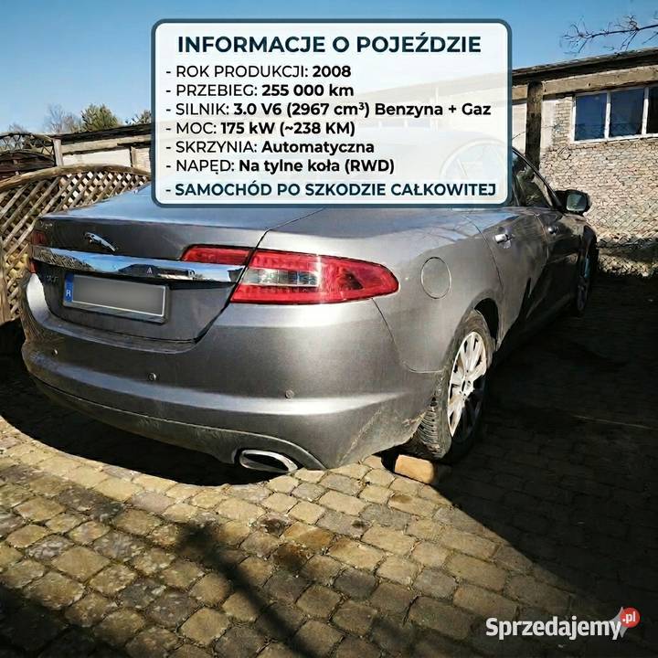 Jaguar XF 30 benzynagaz 175kw uszkodzony przód reflektory ksenonowe wielkopolskie Jastrowie