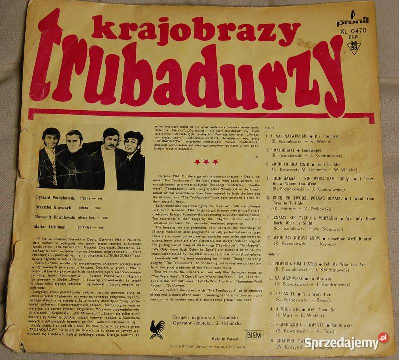 Płyta winylowa TRUBADURZY Krajobrazy 1968 r Warszawa