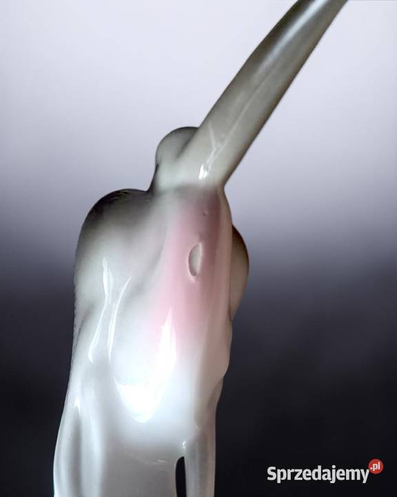 Ptak zimorodek MidCentury Modern Art Deco Porcelana i szkło