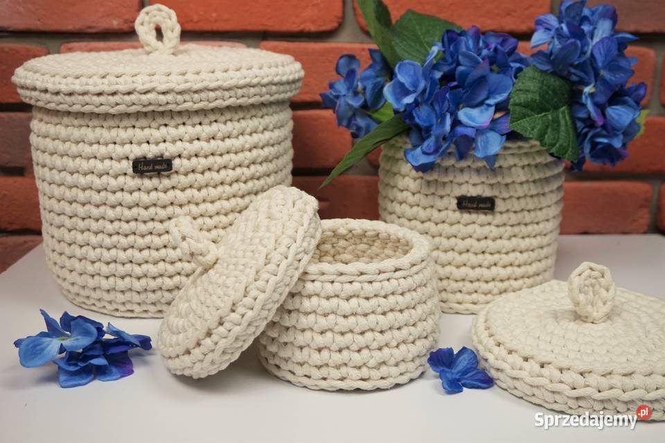 Komplet koszyków pokrywki polskie rękodzieło Józefów