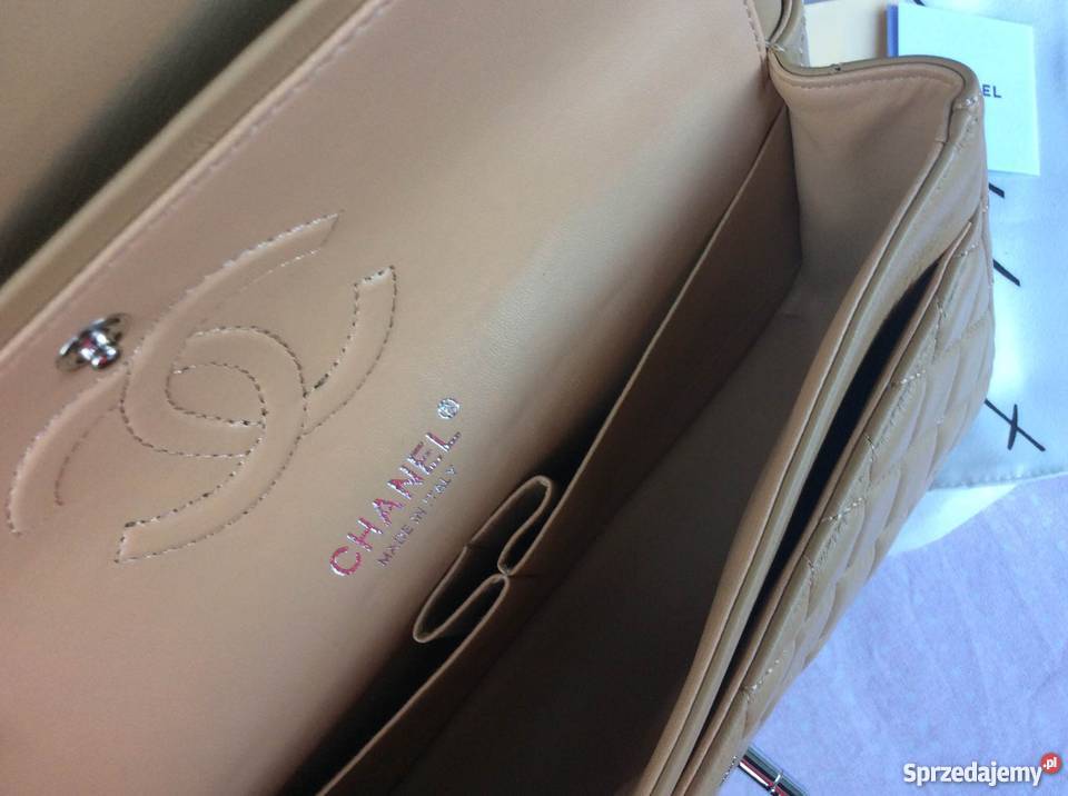 Chanel 255 Classic Flap Lambskin Beżowa brązowy/beżowy Gdakowo