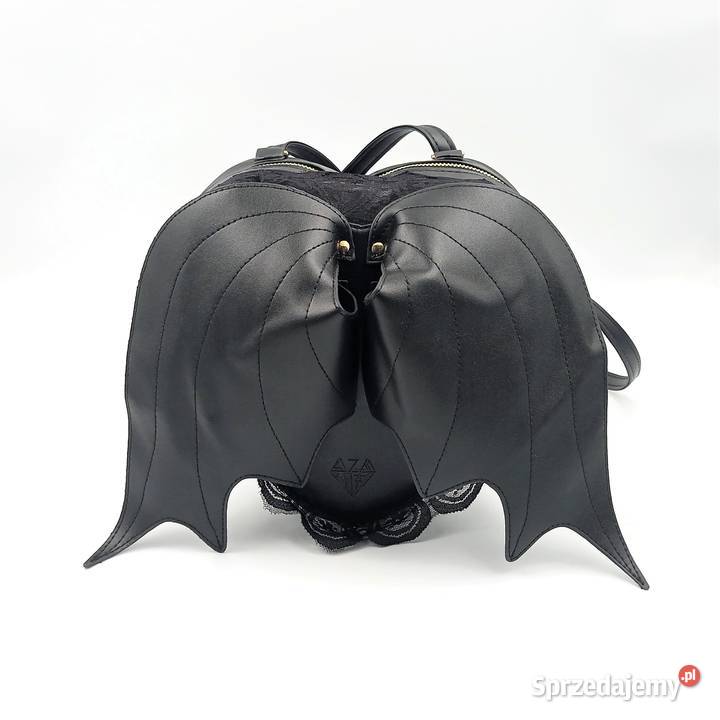 Plecak damski skórzany czarny skrzydlate serce Zawiercie