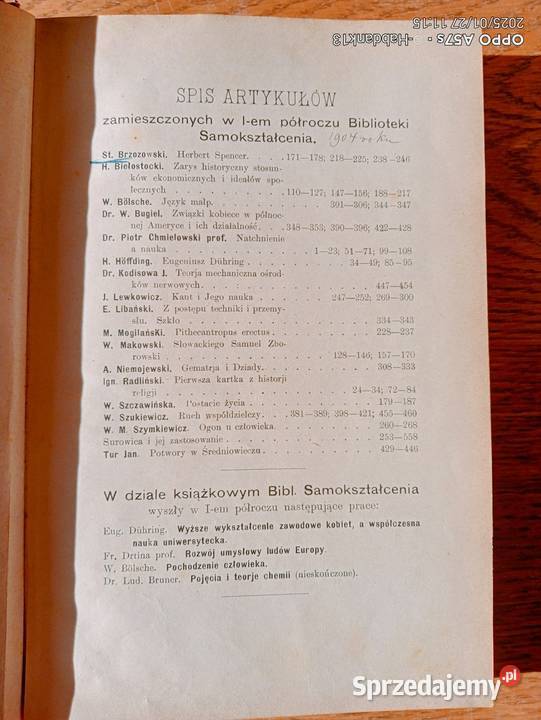 Biblioteka Samokształcenia Półrocze I z 1904 Bychawka Trzecia sprzedam