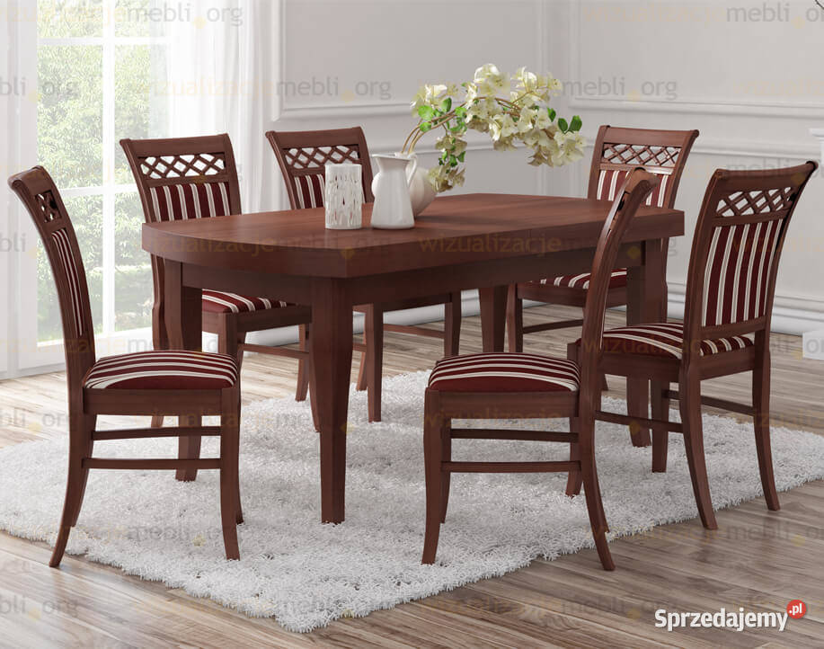 Stół Dębowy KLOZE 6 krzeseł FELIX Zielona Góra