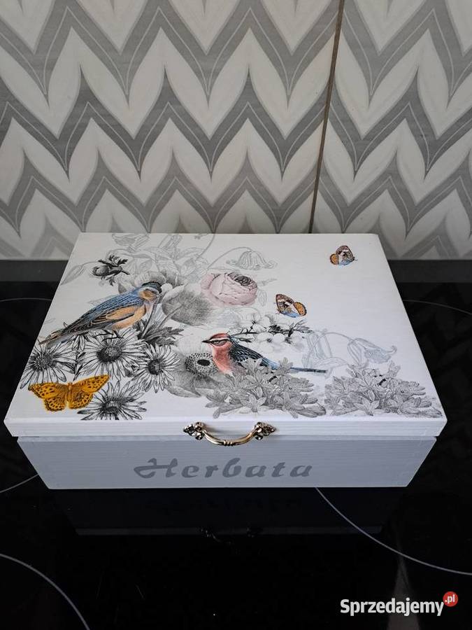 Herbaciarka ptaki szarość szkatułka pudełko ja Pojemniki na żywność Kędzierzyn-Koźle