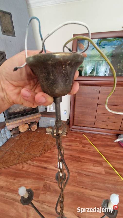 Żyrandol mosiężny przedwojenny sześcioramienny